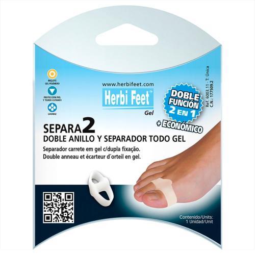 Herbi Feet Separa Double Ring & Toe Seperator Διπλό Διαχωριστικό Gel Δακτύλων Μπεζ One Size 1 Τεμάχιο